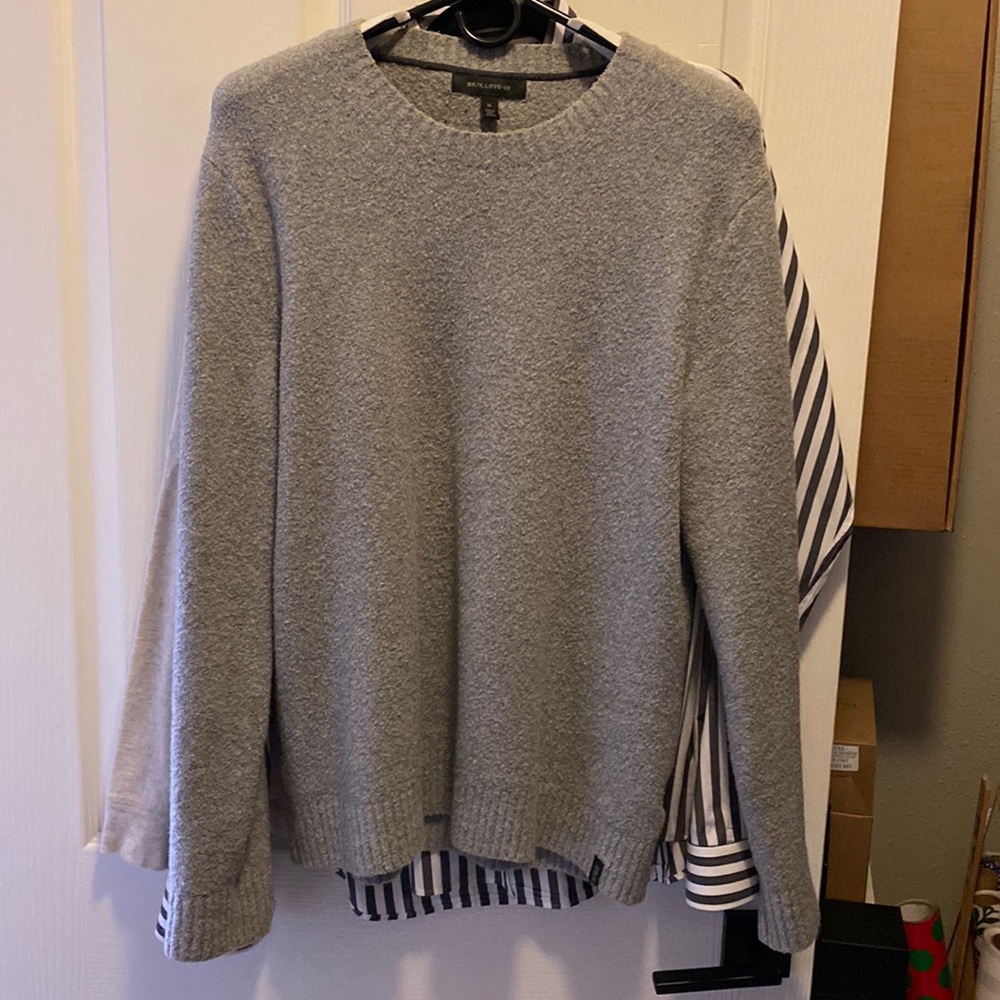 A Banana Republic x K. Love-18 grey bouclé sweater.